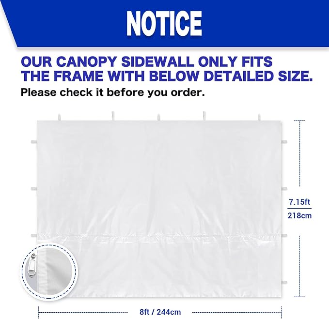 Instant Canopy Walls for 8x8 Pop Up Canopy Frame, Waterproof, 99% UV Protection - Image 3