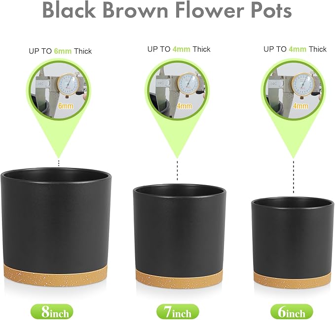 8/7/6 inch Flower Pots, 3 Pack Cylinder Plant Pots - Image 6