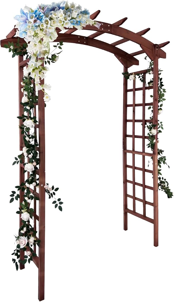85 in Wooden Garden Arbor, Solid Fir Wood Trellis by Garvee