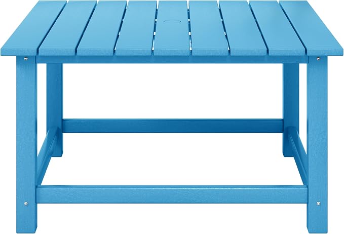 WestinTrends Malibu Low Outdoor HDPE Square Patio Coffee Table, Pacific Blue - Image 3