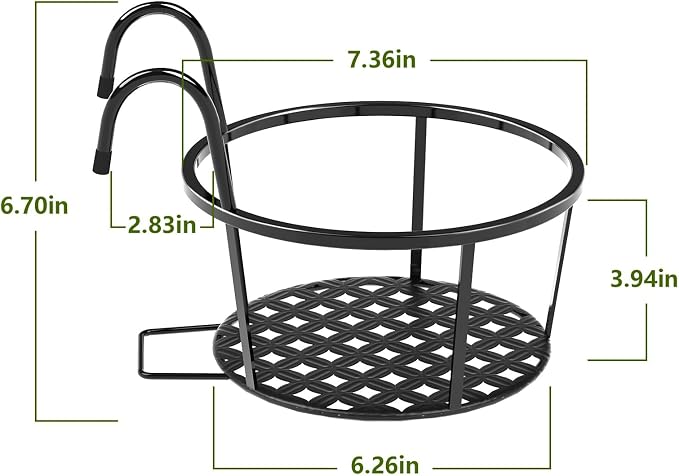 CADANI Iron Hanging Plant Holder Over The Rail Metal Fence Planters, Hanging - Image 3