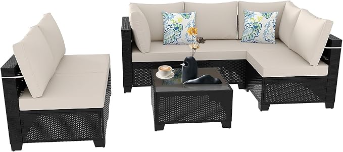 Outdoor Wicker Patio Furniture Set, Rattan Sectional Sofa Set - Image 8