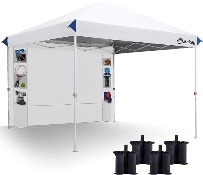 Sekey 10x10 Pop Up Canopy with Pockets Sidewall, One Push Setup Instant Outdoor by Sekey