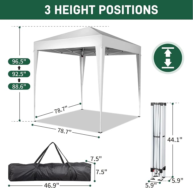 Outvita 6.5x6.5ft Pop Up Canopy Tent, Outdoor Instant Shelter Folding Canopy - Image 2