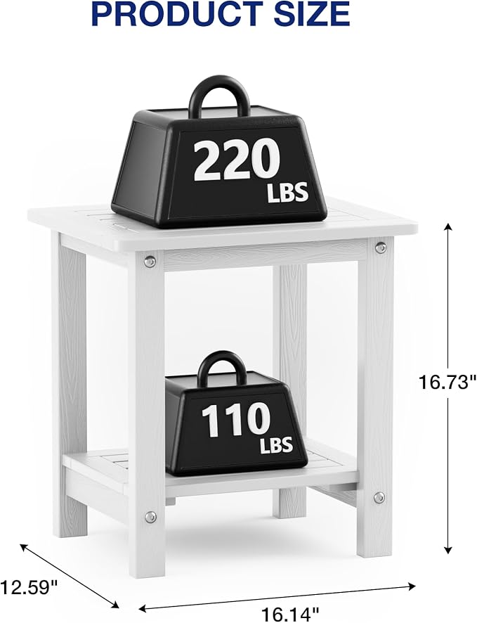 YEFU Outdoor Side Table for Patio: 16" HIPS Weather - Image 3