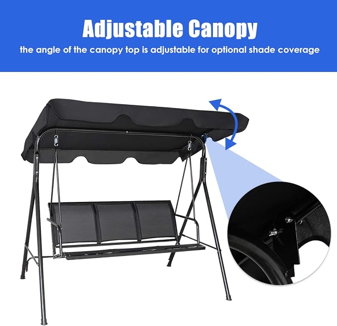 TANGKULA 3 Person Patio Swing, Steel Frame - Image 9
