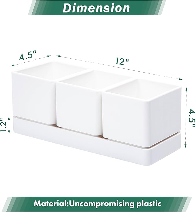 D'vine Dev Herb Garden Planter Set, Plastic Plant Pots - Image 3