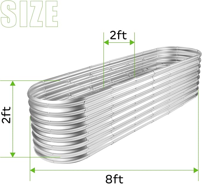 Land Guard 8×2×2ft Galvanized Raised Garden Bed Kit, Raised Garden Boxes Outdoor - Image 2