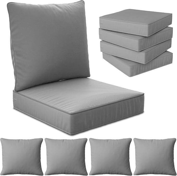 22" x 22" x 6" Outdoor Deep Seat Cushions Set by Unknown