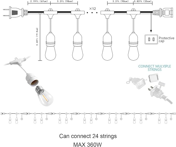 Banord Outdoor String Lights, 48FT Waterproof Patio Lights - Image 4