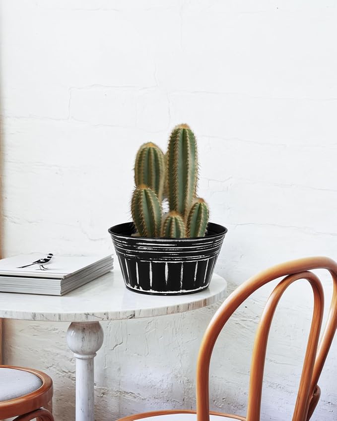 vensovo 10 Inches Black Metal Rustic Plant Pots - Image 6