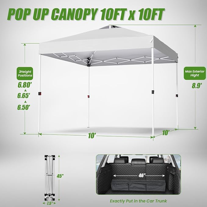 10x10 Pop Up Canopy, Heavy Duty Pop Up Tent - Image 2