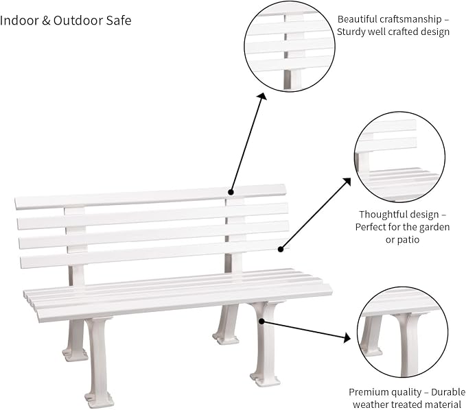 Plow & Hearth Weatherproof German PVC Outdoor Bench | Holds Up to 500 lbs | - Image 5