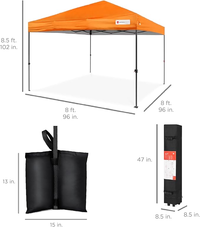 Best Choice Products 8x8ft Pop Up Canopy Tent, Outdoor Shade, 1 Person 1 Minute - Image 8