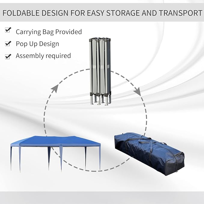 Outsunny 10' x 19.2' Pop Up Canopy Tent, Heavy Duty Tent - Image 3