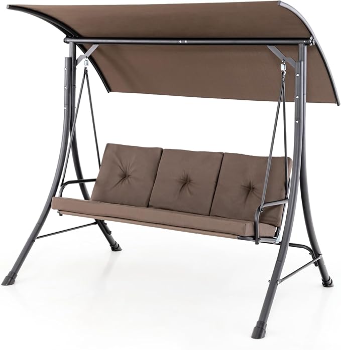 Tangkula 3 Person Porch Swing, Outdoor Swing by TANGKULA