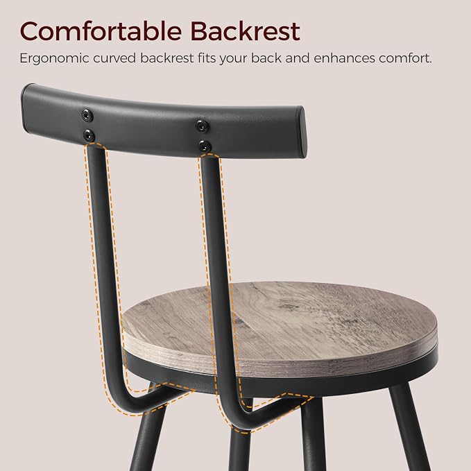 Bar Stools, Metal Frame, Adjustable Feet, Easy Assembly, - Image 4