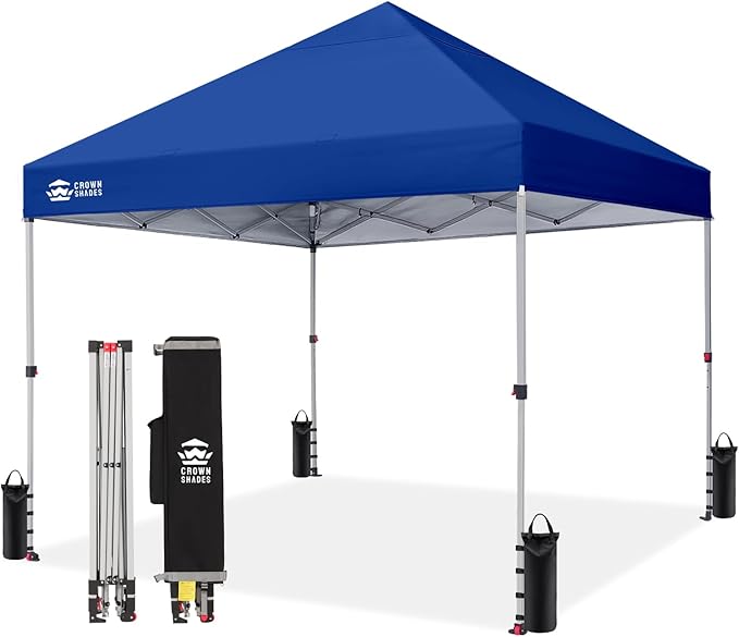 CROWN SHADES 8x8 Pop Up Canopy, Patented Center Lock One Push Instant Popup by CrownShades