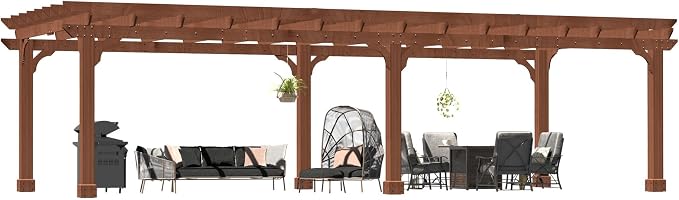 MUPATER 12x20 FT Retratable Wooden Pergola Gazebo - Image 9