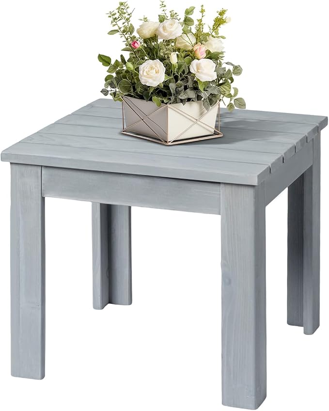 VINGLI Outdoor Wooden Side Table, Square Patio Side Table, Small Outdoor Table - Image 4