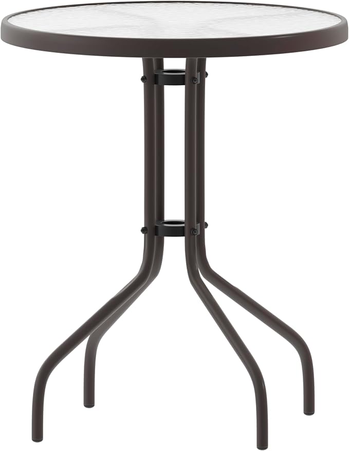 Flash Furniture Bellamy 23.75'' Round Tempered Glass Metal Table by FlashFurniture