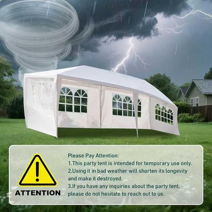 Outdoor 10' x 20' White Gazebo Canopy Tent - Image 3