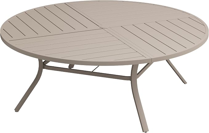 Patio Dining Table for 8-10, Round Metal Outdoor Table by VOXBIN