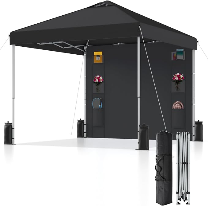 10x10 Pop Up Canopy with Sidewalls, Instant Heavy Duty Canopy Tent by SANWAY