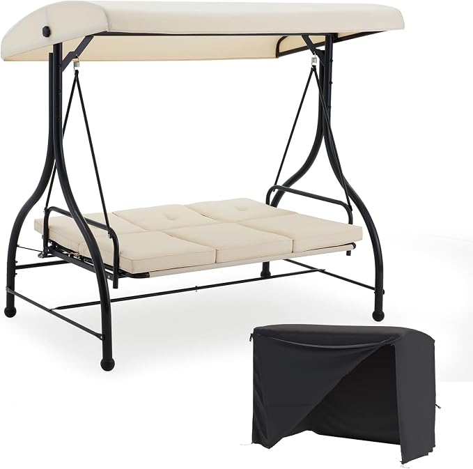 U-MAX Porch Swing with Cover, Patio Swing with Adjustable Backrest&Canopy 3 by U-MAX