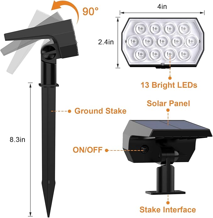 Solar Spot Lights Outdoor Color Changing, Christmas IP65 Waterproof Landscape - Image 5