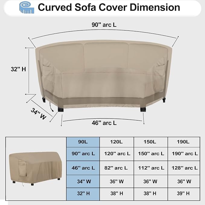 OutdoorLines Waterproof Curved Outdoor Sectional Cover - Image 2