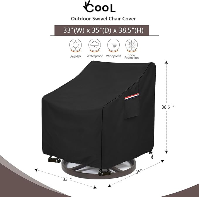 Okcool Outdoor Swivel Chair Cover 2 Pack, Outdoor Furniture Patio Chair Covers - Image 2