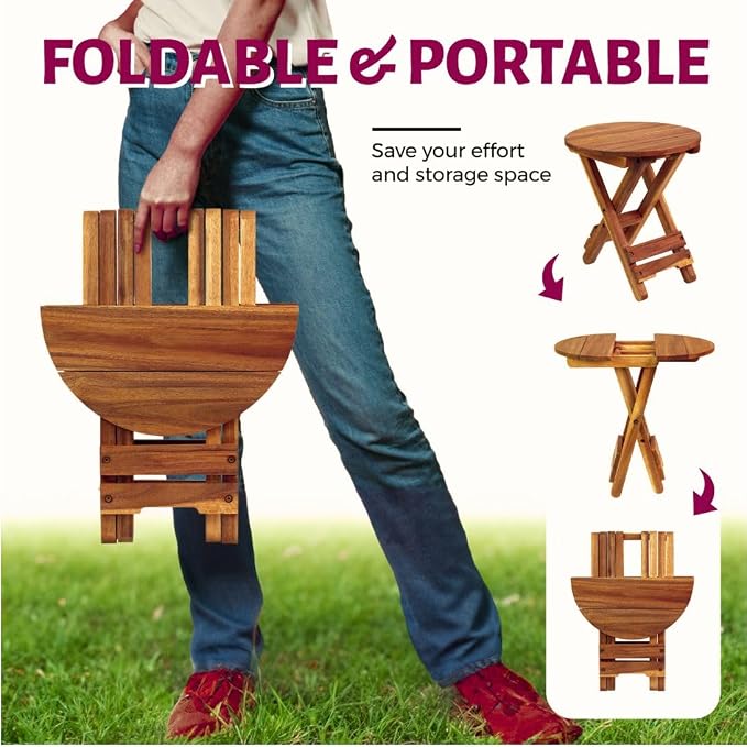 Small Patio Table, Outdoor Folding Side Table, Portable Side Table, Small Side - Image 4