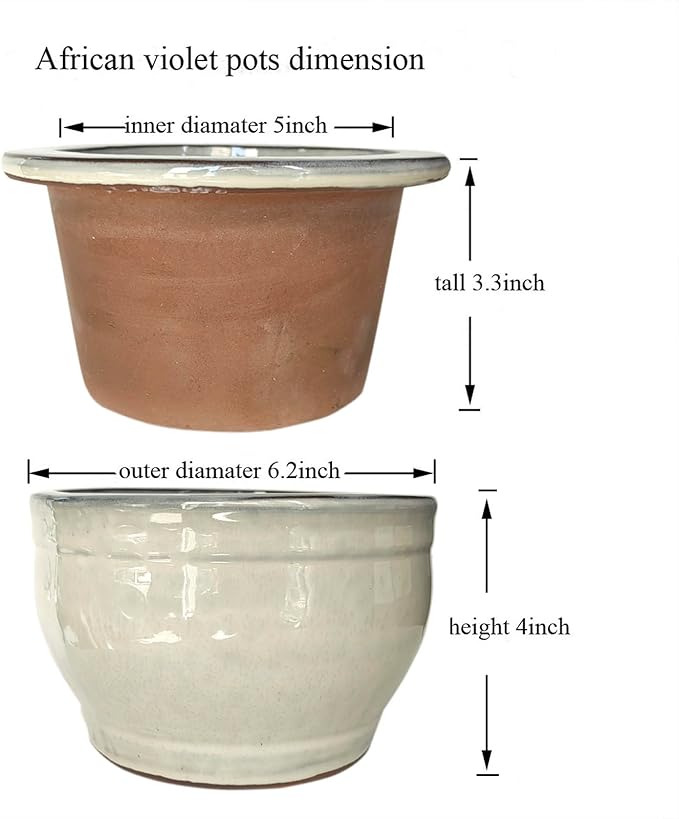 African Violet Pots Self Watering Round Ceramic Violet Pot - Image 2