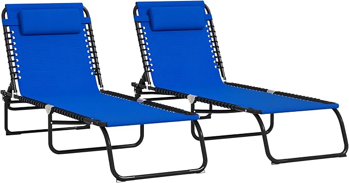 Outsunny Folding Chaise Lounge Chair Set of 2, Patio Sun Tanning Chair by Outsunny