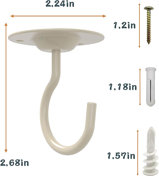 NACETURE Ceiling Hooks for Hanging Plants 3 Pack - Image 5