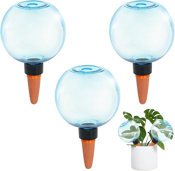 3pcs Large Plant Self Watering Globes, 17.5 oz Plastic Water Bulbs Top Fill by GEWOSI