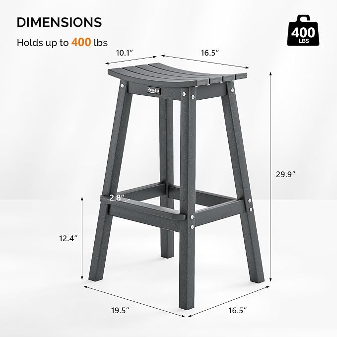 VINGLI 3-Piece Outdoor Patio Bar Table and Chairs Set, HDPE Bar Set All Weather - Image 7