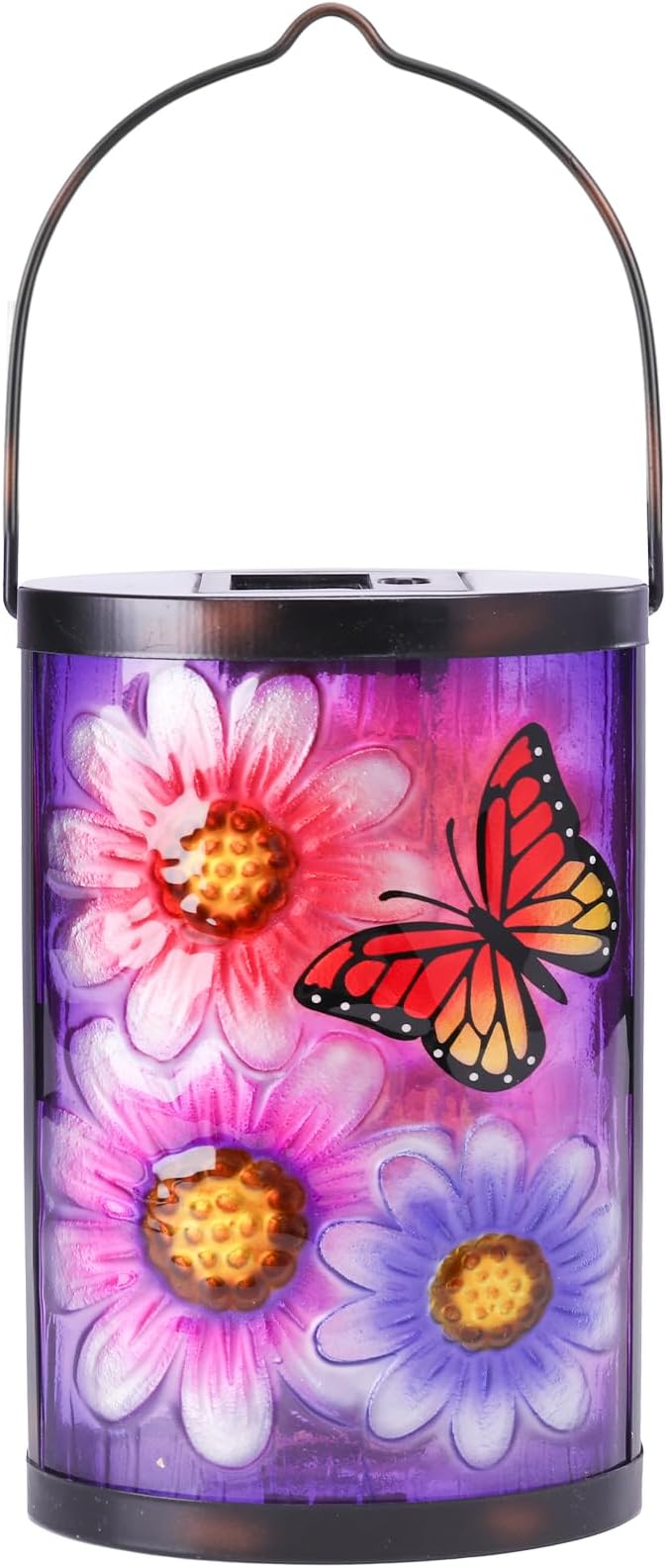 Hanging Solar Lantern Outdoor Waterproof Flowers Butterfly Solar Lights Glass by MUMTOP