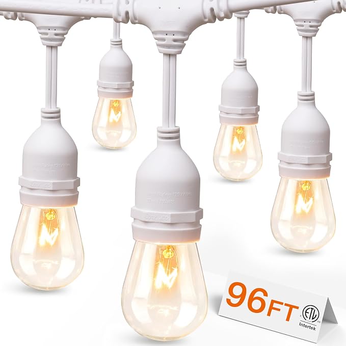 addlon 96FT Outdoor String Lights White Commercial Grade Weatherproof Strand by addlon