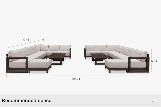 PURPLE LEAF Patio Furniture Set U-shaped Outdoor Couch - Image 9