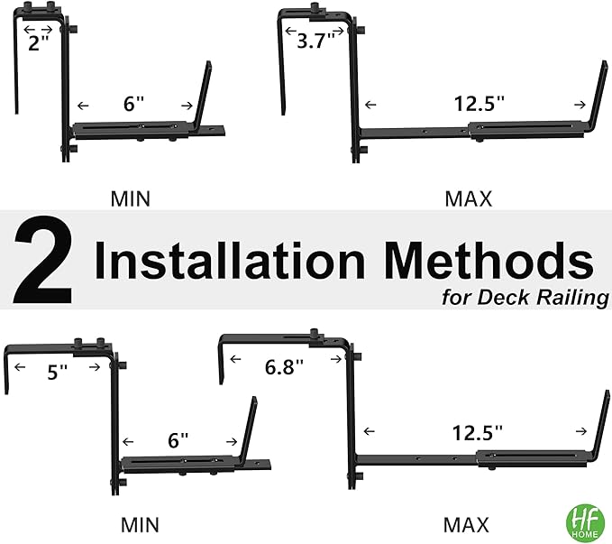 HFHOME 2PCS Adjustable Planter Box Brackets, Brackets - Image 2