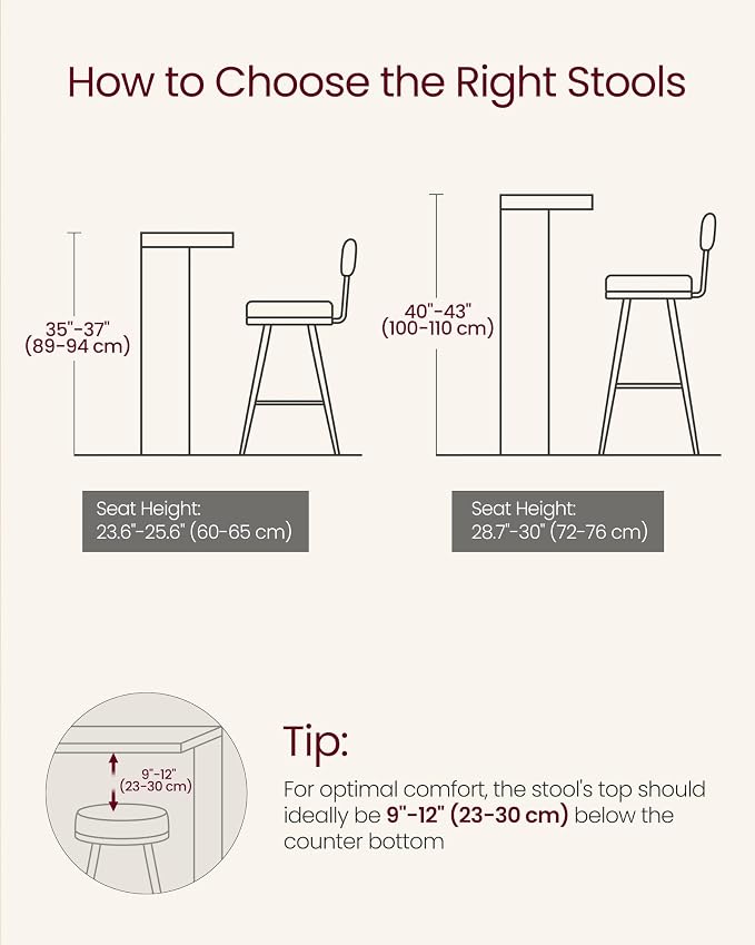 VASAGLE Bar Stools Set of 2, Bar Height Stools - Image 7