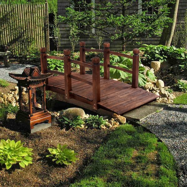 Outdoor Decorative Small Arch Garden Bridge, Solid Fir Wood Patio Courtyard - Image 6