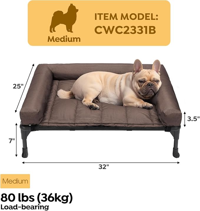 Veehoo Cooling Elevated Dog Bed Add Removable Waterproof Bolster Cushion Mat - Image 2