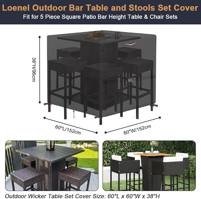 Outdoor Wicker Table Set Cover, Waterproof Cover - Image 3