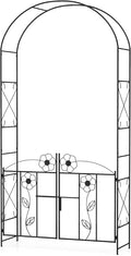 Giantex Garden Arbor with Gate, 7.5FT Metal Arch Trellis by Giantex