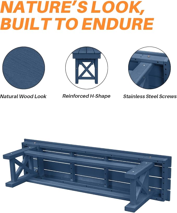 HDPE Outdoor Bench, Poly Lumber Adirondack Benches, All Weather HDPE Garden - Image 5