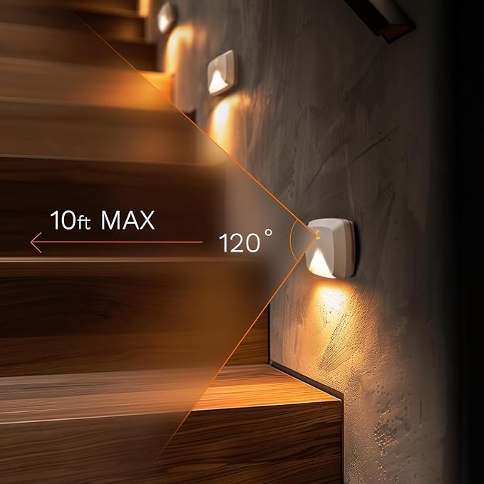 10-Pack Stick-on Motion Sensor Lights, Warm White LED Night Light, - Image 2