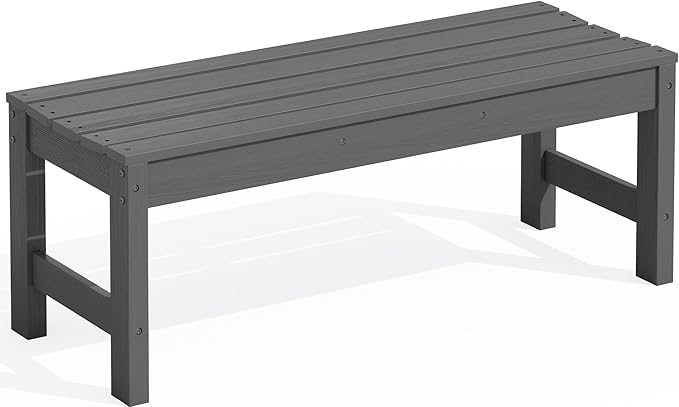 SERWALL 47 Inches Outdoor Bench, All Weather HDPE Backless Bench by SERWALL